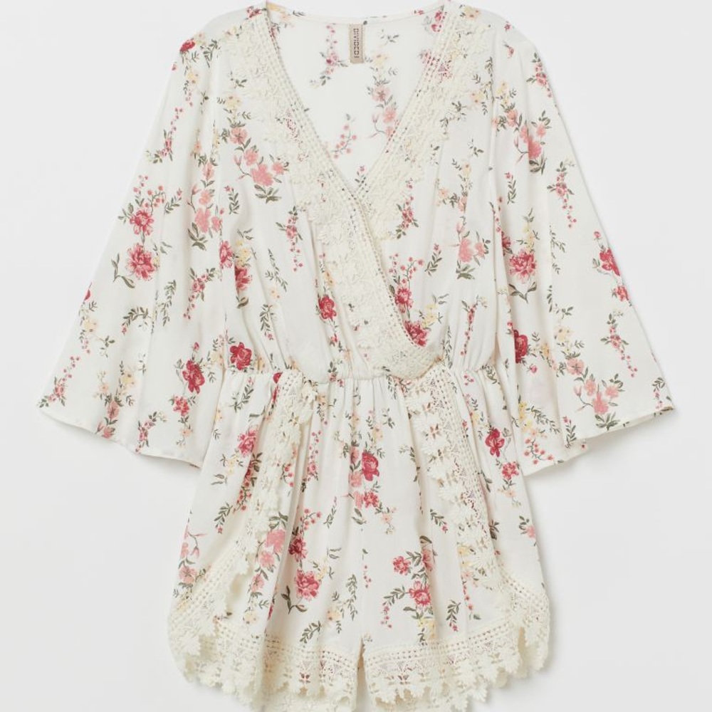 H&M Divided Floral 3/4 sleeve Romper